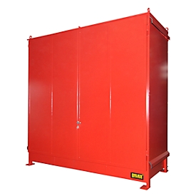 Contenedor con estanterías BAUER CEN 33-2 IBC, acero, puerta de doble hoja, An 3510 x P 1500 x Al 3485 mm, rojo