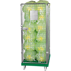 Contenedor de rejilla de alambre 4 lados, 1600 en contenedor rodante de plástico, verde RAL6024