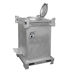 Contenedor Duo BAUER DC 1000, chapa de acero, galvanizado en caliente, con cerradura, An 1200 x P 1000 x Al 1545 mm