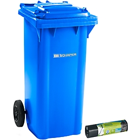 Contenedor GMT, 120 L, móvil, azul + bolsas de basura de gran capacidad gratis