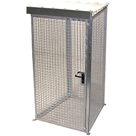 Contenedor para bombonas de gas, para uso exterior, con techo y puerta de una hoja, galvanizado en caliente, para 16 bombonas