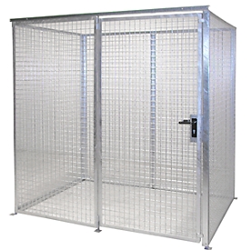 Contenedor para bombonas de gas, para uso exterior, sin techo, con puerta de una hoja, galvanizado en caliente, para 48 bombonas