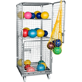 Contenedor rodante, 5 lados, 2 puertas, con placa base de acero, 724 x 815 x 1800 mm