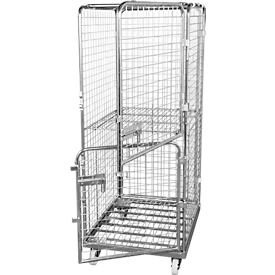 Contenedor rodante, 5 lados, 2 puertas, con tablero rodante de madera, 724 x 815 x 1800 mm