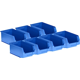 Contenedores de almacén SSI Schäfer LF 321, polipropileno, L 350 x A 220 x H 145 mm, 7,5 l, azul, paquete de 7 unidades