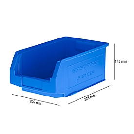 Contenedores SSI Schäfer serie PROFI LF 321, polipropileno, L 343 x An 209 x Al 145 mm, 7,5 l, azul