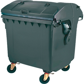 Conteneur à déchets MGB 1100 RD - plastique - couvercle rond - L 1350 x P 1115 x H 1470 mm - 1100L - anthracite