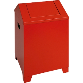 Conteneur à déchets, tôle d'acier, rouge, 73 l, L 400 x P 400 x H 680 mm, couvercle à charnières