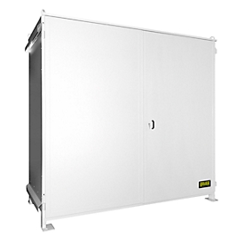 Conteneur à étagères BAUER CEN 29-2, acier, porte à double charnière, L 3175 x P 1500 x H 2980 mm, blanc