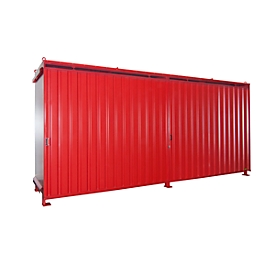 Conteneur à étagères BAUER CEN 59-2, acier, porte coulissante, L 6245 x P 1550 x H 2980 mm, rouge