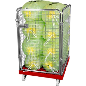 Conteneur à grille 4 côtés, 1020 sur conteneur sur roulettes en plastique, rouge feu RAL 3000