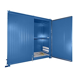 Conteneur à rayons isolés BAUER CEH 29-2, acier, porte à deux battants, L 3220 x P 1500 x H 3030 mm, bleu