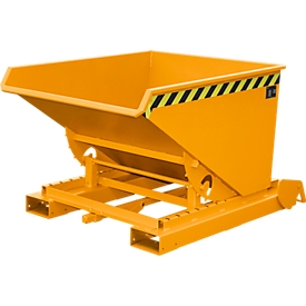 Conteneur basculant automatique Bauer type 4A 600, 3 points de déclenchement, système de roulement, capacité 0,6 m³, jusqu'à 1000 kg, jaune-orange RAL 2000