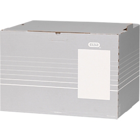 Conteneur d'archives Tric Elba, jusqu'à A4, volet frontal, L 473 x P 325 x H 360 mm, carton ondulé, gris, 10 pièces