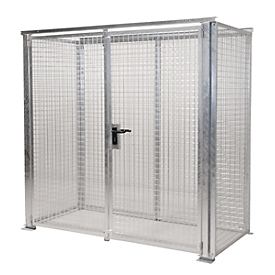 Conteneur de stockage extérieur, pour l'extérieur, sans toit, avec porte battante double, galvanisé, pour 32 bouteilles