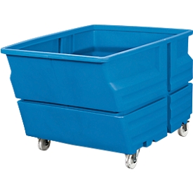 Conteneur polyvalent, polyéthylène, bleu, 600 l, L 825 x P 1240 x H 900 mm, avec roulettes