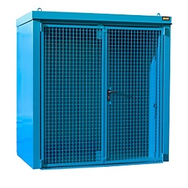 Conteneur pour bouteilles de gaz BAUER GFC-B M1, L 1175 x P 2120 x H 2265, pour 28 bouteilles de gaz, résistant au feu, verrouillable, bleu