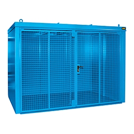 Conteneur pour bouteilles de gaz BAUER GFC-B M5, L 2175 x P 3125 x H 2270, pour 96 bouteilles de gaz, résistant au feu, verrouillable, bleu