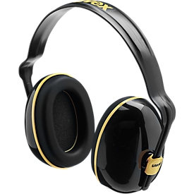 Coquille anti-bruit K200 uvex, diélectrique, SNR 28 dB, longueur ajustable, orientable à 360°, noir/ocre