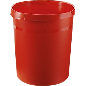 Corbeille à papier HAN GRIP, ronde, volume 18 l, extra stable, 2 poignées encastrées, sans couvercle, L 237 x P 312 x H 350 mm, polypropylène, rouge
