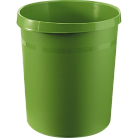 Corbeille à papier HAN GRIP, ronde, volume 18 l, extra stable, 2 poignées encastrées, sans couvercle, L 237 x P 312 x H 350 mm, polypropylène, vert