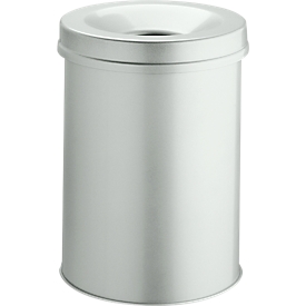 Corbeille à papier SAFE auto-extinguible, 30 litres, Ø 315 x H 495 mm, gris