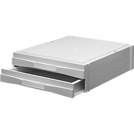 Corbeille porte-produit PAS-Plus 82 ATLANTA, 2 tiroirs, format C4, polystyrène, blanc