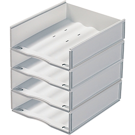 Corbeille porte-produits, format A4, plastique, 4 p., gris