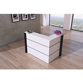 Corner counter Faro, melamine coated, ABS edges, W 1500 x D 950 x H 1080 mm, white