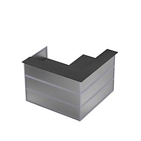 Corner reception desk TOOL, W 1500 x D 1500 x H 1100 mm, anthracite/MDF silver