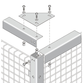 Cornière de fixation, pour systèmes de cloison grillagée, pour stabilisation, bleu