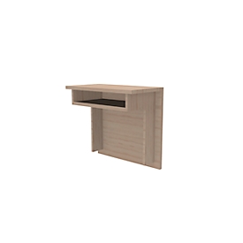 Counter element for reception counter Basic C, movable, with shelf, W 670 x D 360 x H 620 mm, total height on cheek 1100 mm, light oak