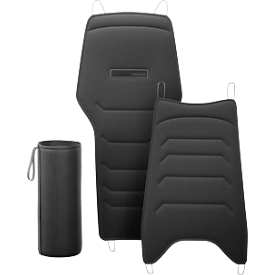 Coussin interchangeable pour fauteuil pivotant Interstuhl TWENTYFOURis5 TF117/TF118, en 2 parties, pour l'assise et le dossier, revêtement en tissu &amp; rembourrage en mousse, noir, dans un sac de rangement en filet