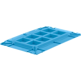 Couvercle C-KLT-D 64 PP, pour bacs pour petites pièces C-KLT, l. 600 x P 400 mm, bleu clair