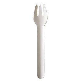 Couverts jetables Papstar Pure, fourchettes, L 155 mm, biodégradables, en papier certifié FSC®, blanc, 100 pièces