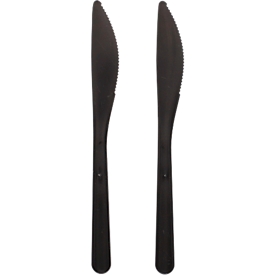 Couverts réutilisables Papstar, couteaux, 50 pièces, lavables au lave-vaisselle, recyclables, PP organique, noir