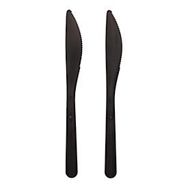 Couverts réutilisables Papstar, couteaux, 50 pièces, lavables au lave-vaisselle, recyclables, PP organique, noir