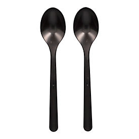 Couverts réutilisables Papstar, cuillères, 50 pièces, lavables au lave-vaisselle, recyclables, PP organique, noir