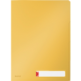 Couverture transparente Leitz® Cosy Privacy, opaque, A4, jusqu'à 40 feuilles, 3 compartiments et étiquette, 3 pièces, jaune
