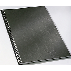 Couvertures carton pour perforelieuse, grain cuir, format A4, noir, 100 p.