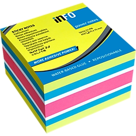 Cube de notes adhésives inFO Power Notes, 75 x 75 mm, 450 feuilles, 4 couleurs