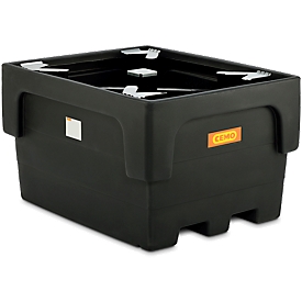 Cubeta colectora IBC, polietileno, 1100 l, 1500 kg, accesible con transpaleta