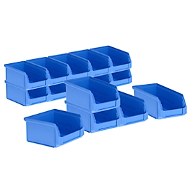 Cubetas abiertas SSI Schäfer LF 211, polipropileno, volumen 0,9 l, hasta 5 kg, azul, 15 unid.