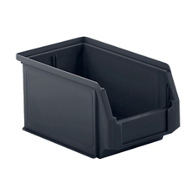 Cubo de almacenamiento de frente abierto SSI Schäfer LF 221, plástico reciclado, L 234 x A 150 x H 122 mm, 2,7 l, gris hierro, 25 piezas