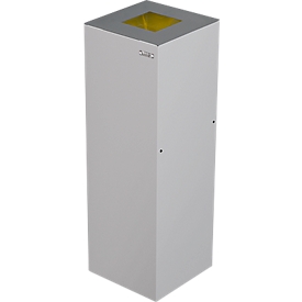 Cubo de basura Alicante, 45 l, autoextinguible, blanco/aluminio