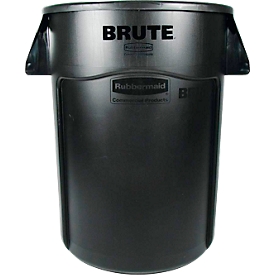 Cubo de basura Rubbermaid Brute, 166,5 l, redondo, bloqueador de rayos UV, L 612 x A 717 x H 796 mm, polietileno, negro