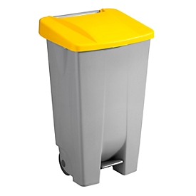 Cubo de basura Sunware Basic, 120 l, con pedal y ruedas, tapa abatible amarillo