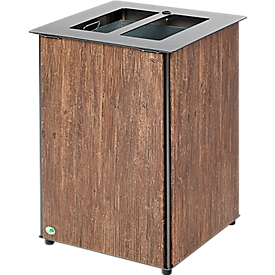 Cubo de basura VAR, capacidad 80 l, con cerradura triangular, para fijación al suelo, efecto madera