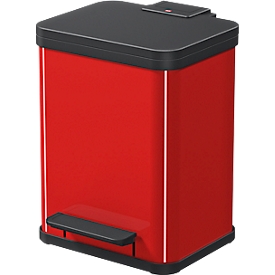 Cubo de pedal Hailo Eco Uno Plus M, 17 l, rectangular, de chapa de acero, rojo