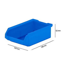 Cubos de almacenamiento SSI Schäfer serie PROFI LF 210, polipropileno, L 168 x An 103 x Al 52 mm, 0,5 l, azul